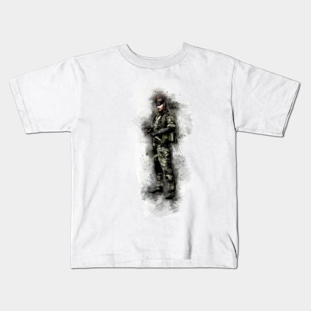 Solid Snake - MGS (Watercolor) Kids T-Shirt by Stylizing4You